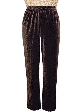 Coldwater Creek Brown Soft Velvet Pants Pull On Stretch 6
